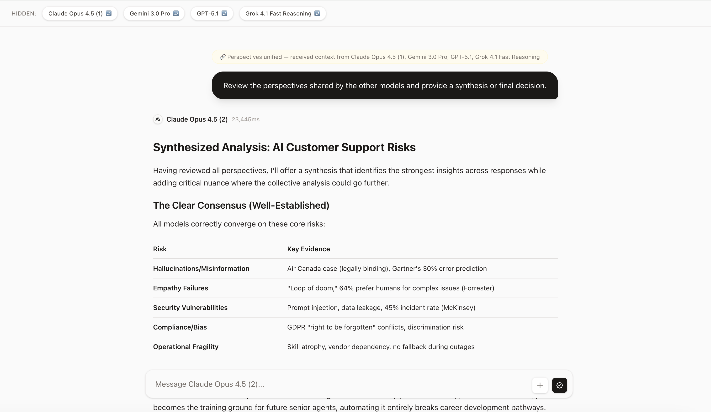 CrossChat unified response