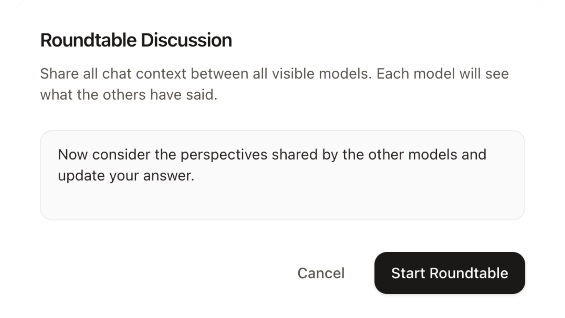Roundtable discussion modal