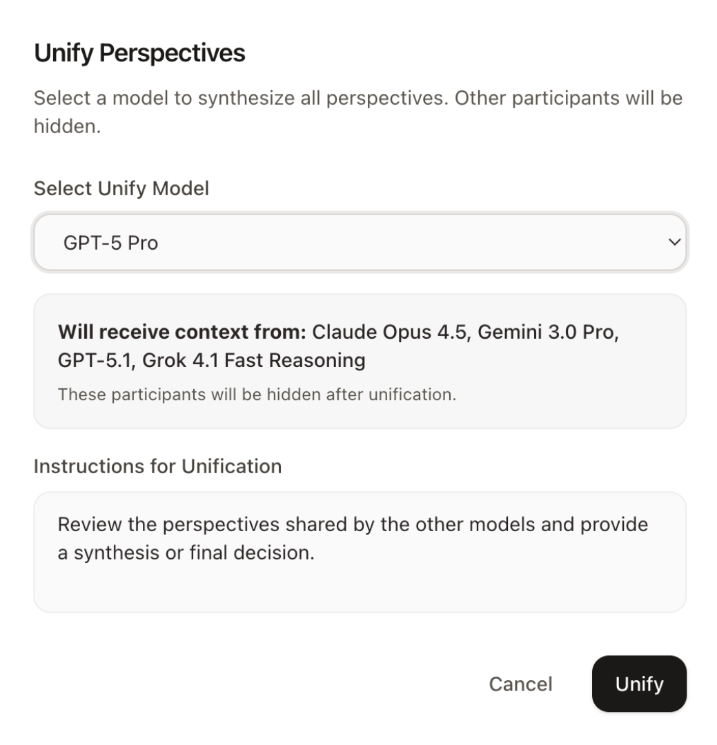 Unify perspectives modal
